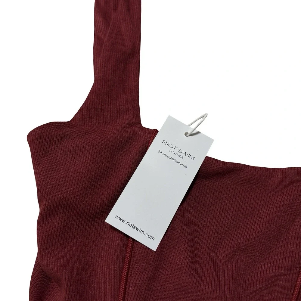 NWT Riot Swim‎ Lounge Square Neck Back Tie Tank Top Red Size XS